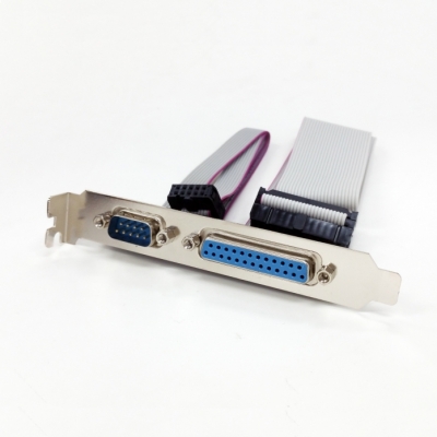 패러럴 케이블, 25핀 패러럴(LPT) + 9핀 시리얼 (COM) 케이블 (300mm) PC브라켓형 LPT 커넥터 케이블, 프린터 포트